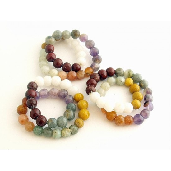 Ametiszt-aventurin-jáspis-tejkvarc karkötő