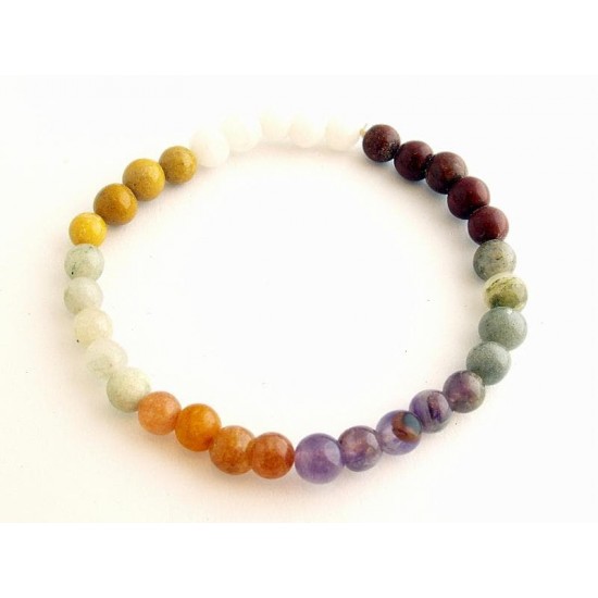 Ametiszt-aventurin-jáspis-tejkvarc karkötő
