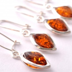 Borostyán ezüst fülbevaló Borostyán ezüst fülbevaló