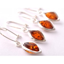 Borostyán ezüst fülbevaló