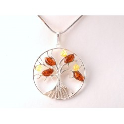 Borostyán ezüst életfa medál