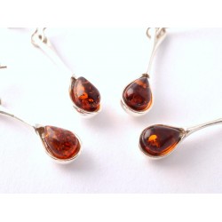 Borostyán ezüst fülbevaló