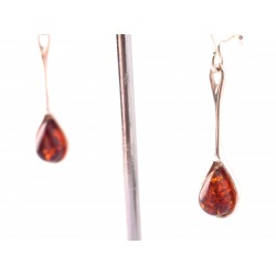 Borostyán ezüst fülbevaló