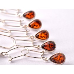 Borostyán ezüst fülbevaló