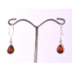 Borostyán ezüst fülbevaló