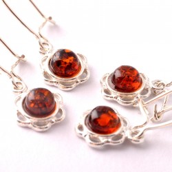 Borostyán ezüst fülbevaló Borostyán ezüst fülbevaló