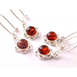 Borostyán ezüst fülbevaló