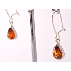 Borostyán ezüst fülbevaló