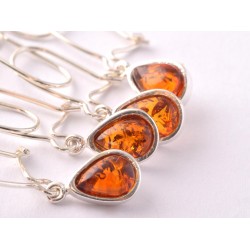 Borostyán ezüst fülbevaló