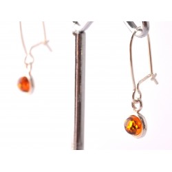 Borostyán ezüst fülbevaló