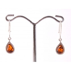 Borostyán ezüst fülbevaló