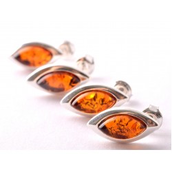 Borostyán ezüst fülbevaló