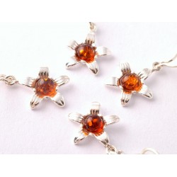 Borostyán ezüst fülbevaló