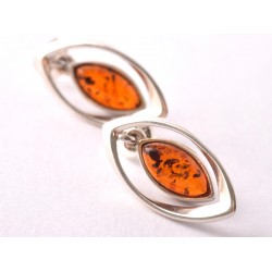 Borostyán ezüst fülbevaló