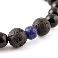 Lápisz lazuli-lávakő-ónix férfi karkötő Lápisz lazuli-lávakő-ónix férfi karkötő