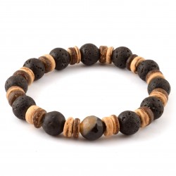 Achát-lávakő férfi karkötő