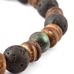 Lávakő-smaragd férfi karkötő Lávakő-smaragd férfi karkötő