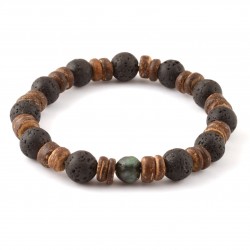 Lávakő-smaragd férfi karkötő Lávakő-smaragd férfi karkötő