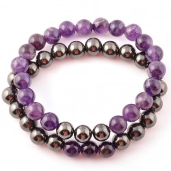 Ásvány karkötő pároknak: ametiszt  és magnetit Ásvány karkötő pároknak: ametiszt  és magnetit