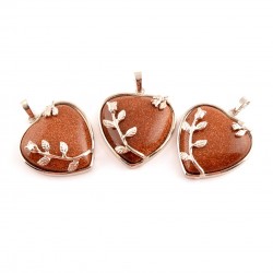 Goldstone medál, levél és rózsa díszítéssel Goldstone medál, levél és rózsa díszítéssel